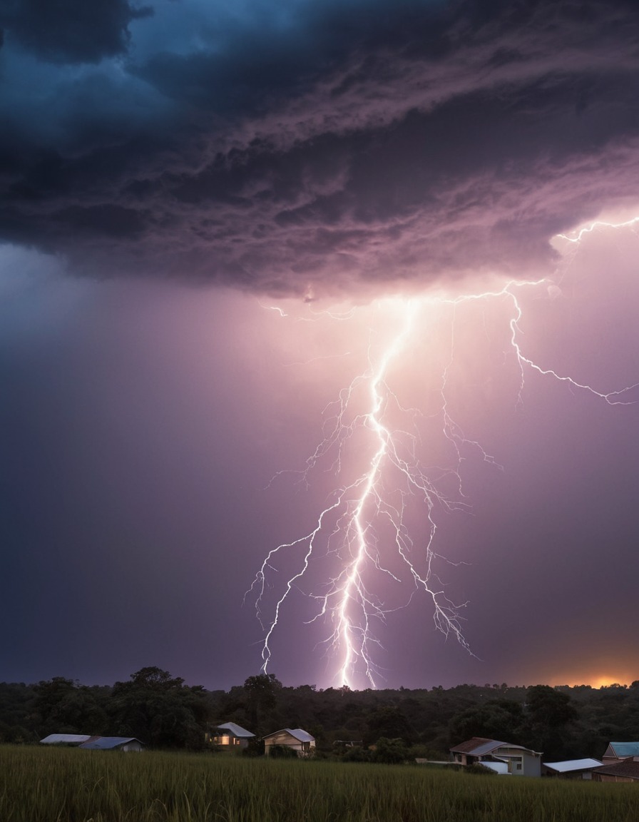 nature, weather, lightning storm, dark sky