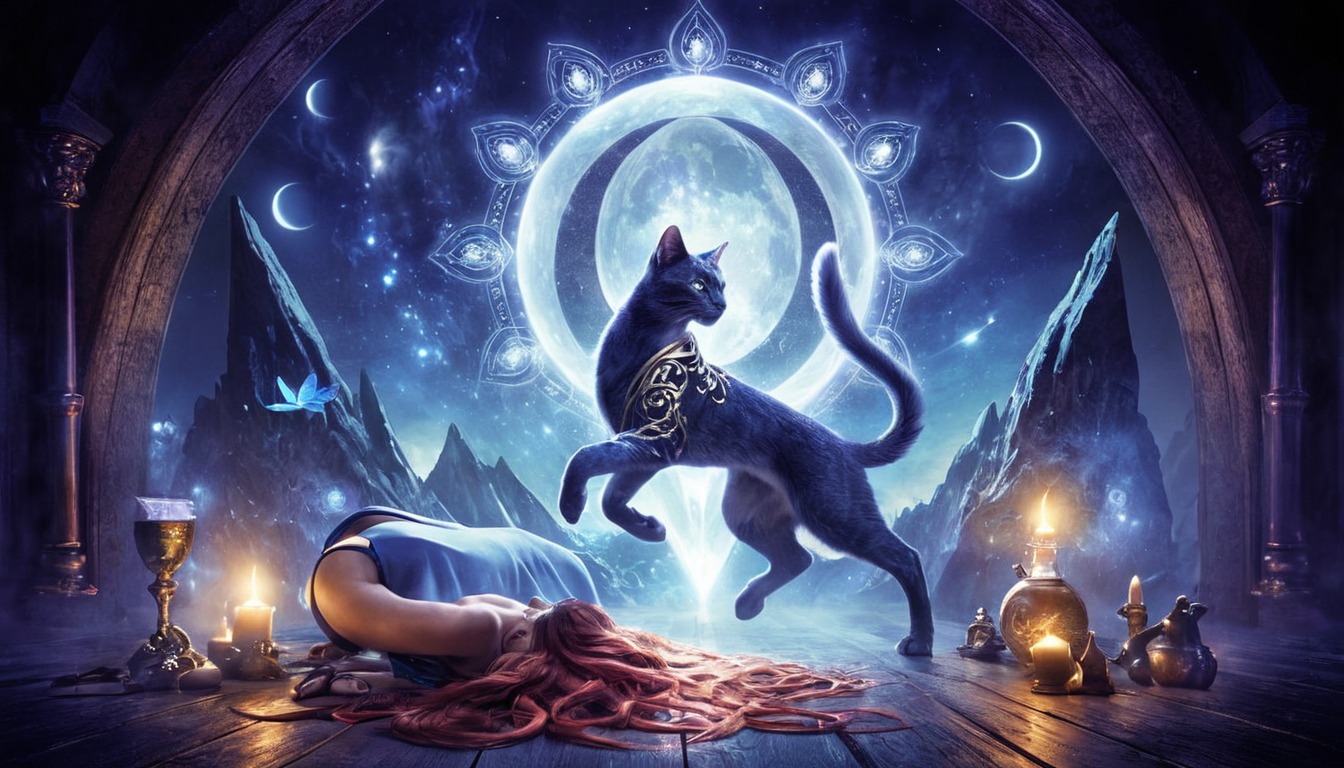 digitalart, magic, cat, animal, feline, spirit, superstition