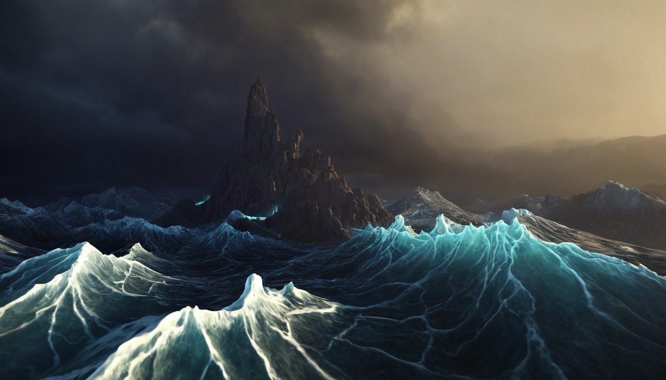 boat, blender, ocean, stormy, waves, aivazovsky