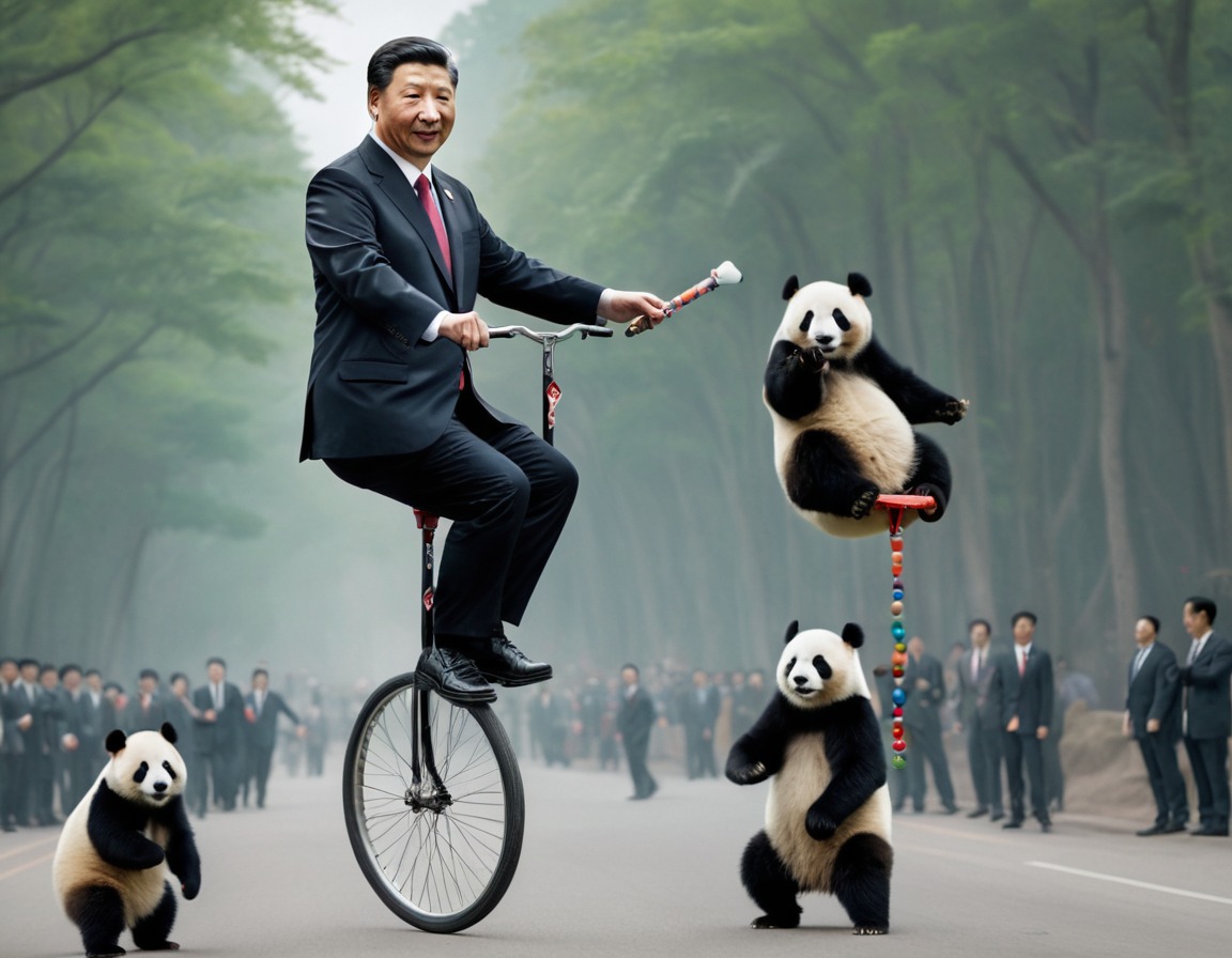 xi jinping, unicycle, juggling, pandas, leadership, china