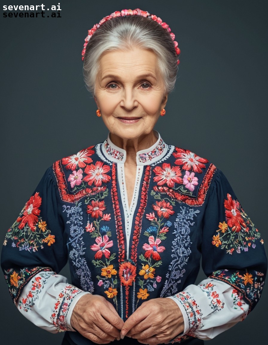 ukrainian, elderly, woman, embroidery, traditional, ukraine, ukrainians