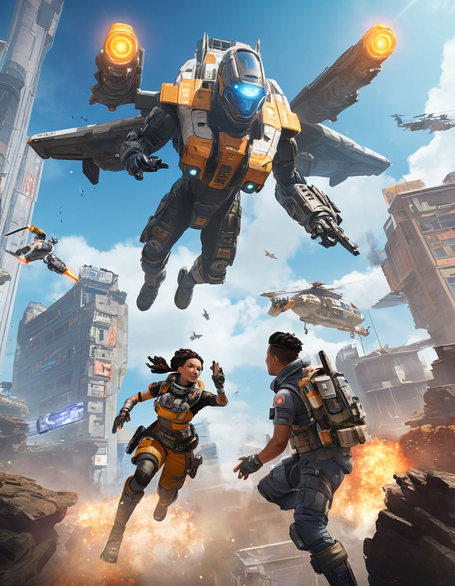 apex legends, video game, characters, high-flying, urban, futuristic, battle, computer games