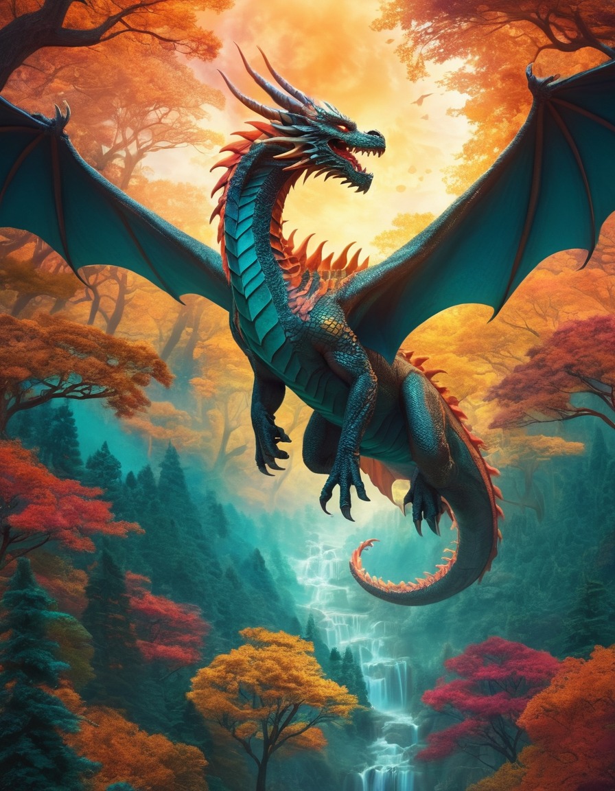 fantasy, dragon, forest, magic, nature, fantastic