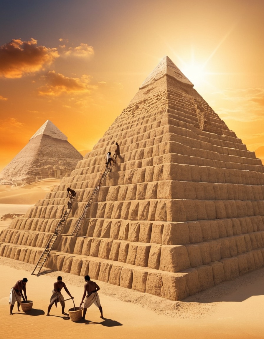 ancient egypt, pyramid construction, 2500 bc, historical architecture, men at work, building projects, manual labor