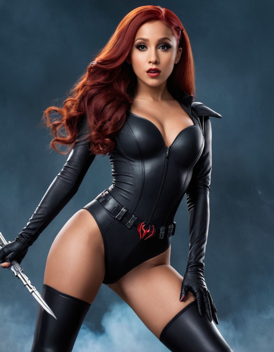 black widow, ariana grande, marvel, superhero, actress, hollywood, celebrity