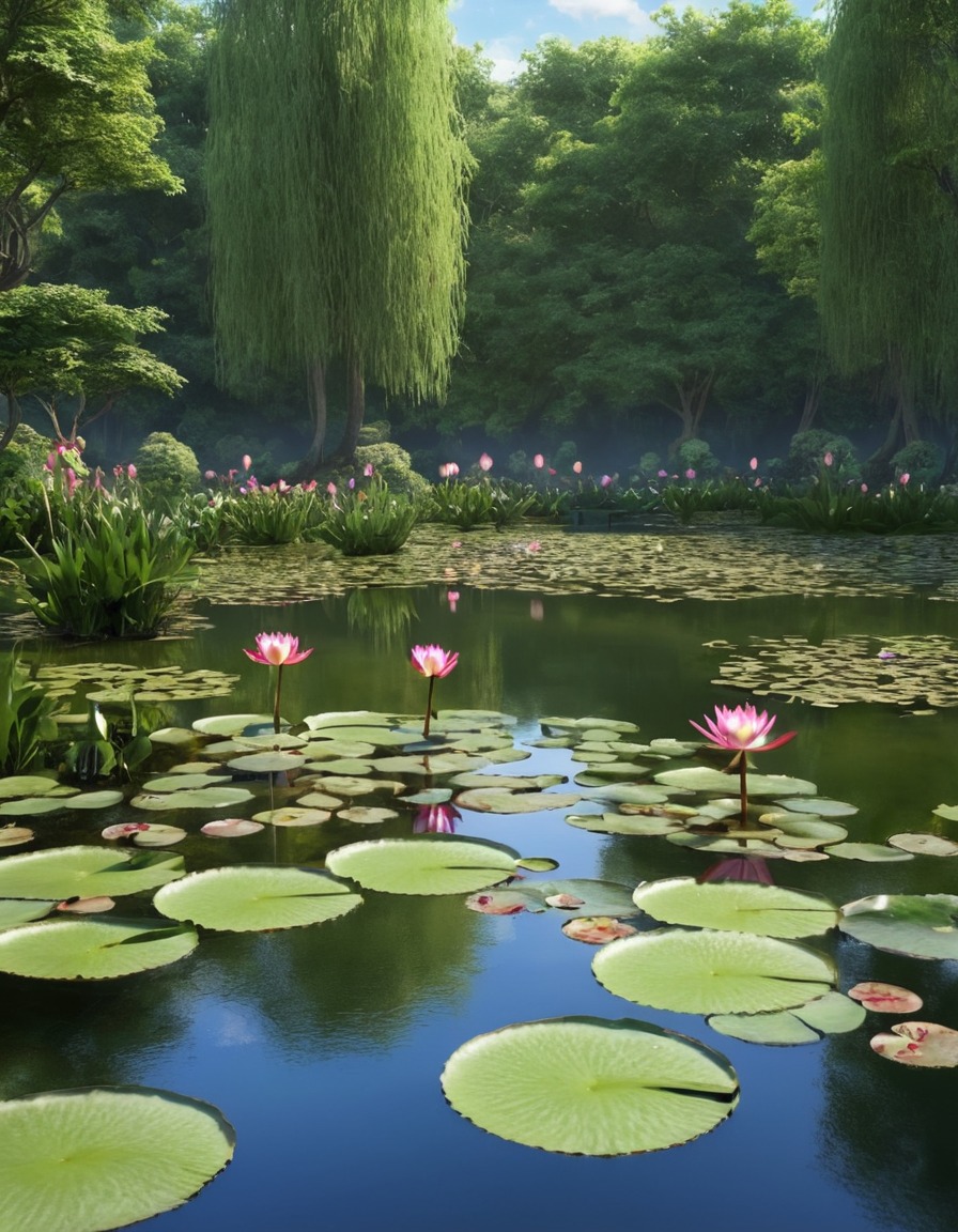 nature, water lily pond, beautiful, water lily, pond, scenery, botanical garden