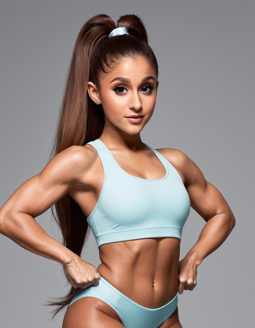 ariana grande, bodybuilding, muscles, flexing