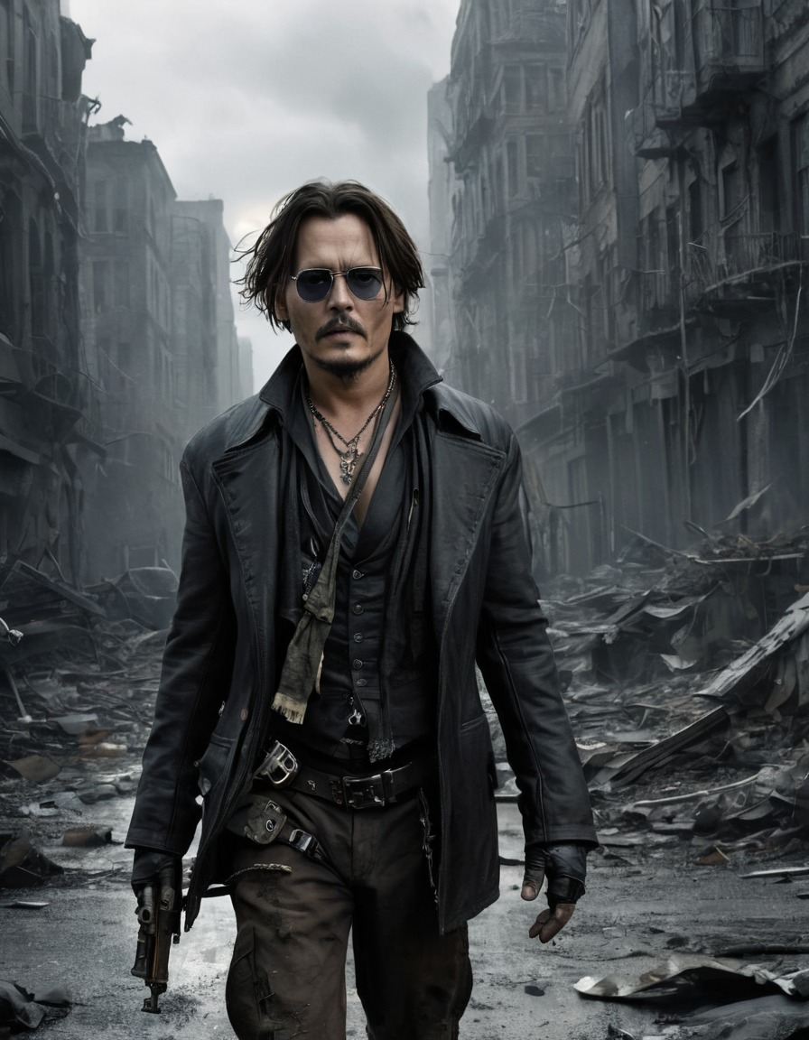 post-apocalyptic, johnny depp, deserted city, zombie, celebrities