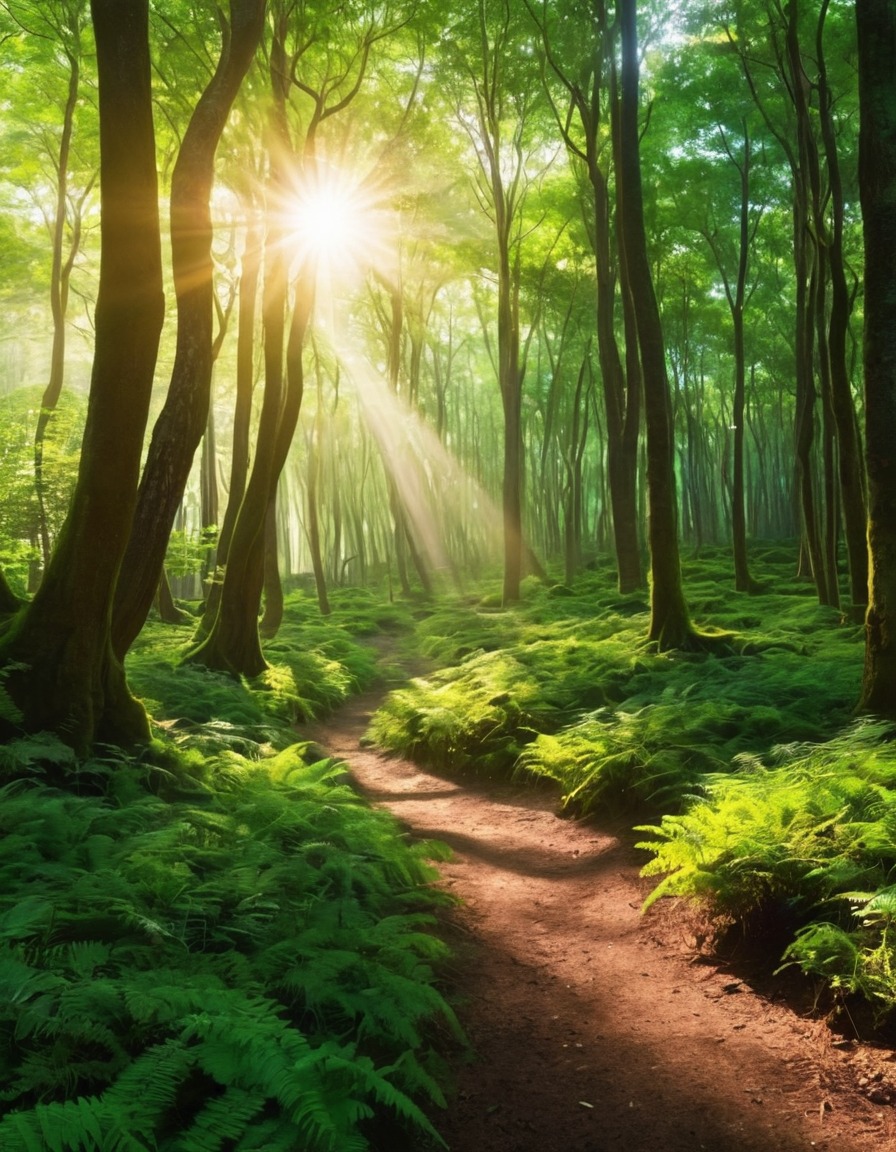 nature, forest, sunlight, trees