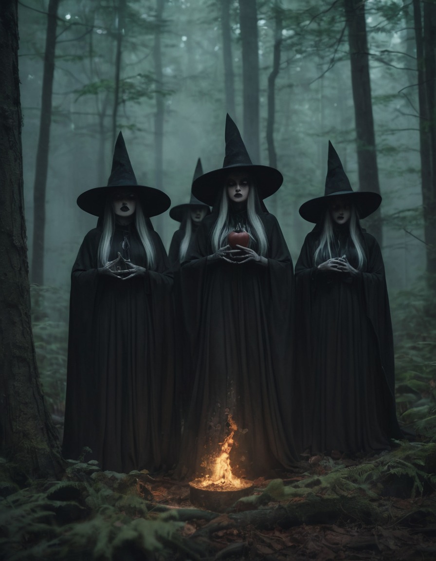 witches, dark ritual, forest, coven, gothic, underground, dark