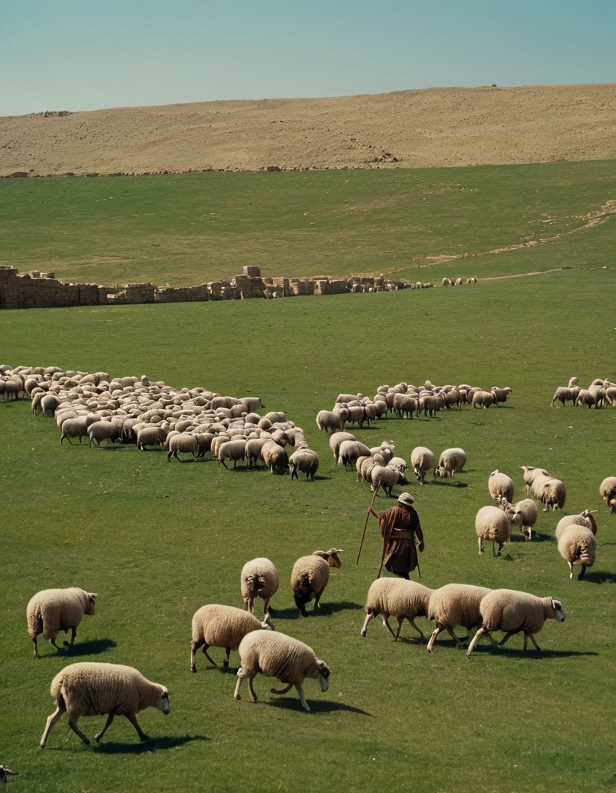 ancient mesopotamia, shepherd, sheep, meadow, livestock, 2000 bc, agriculture