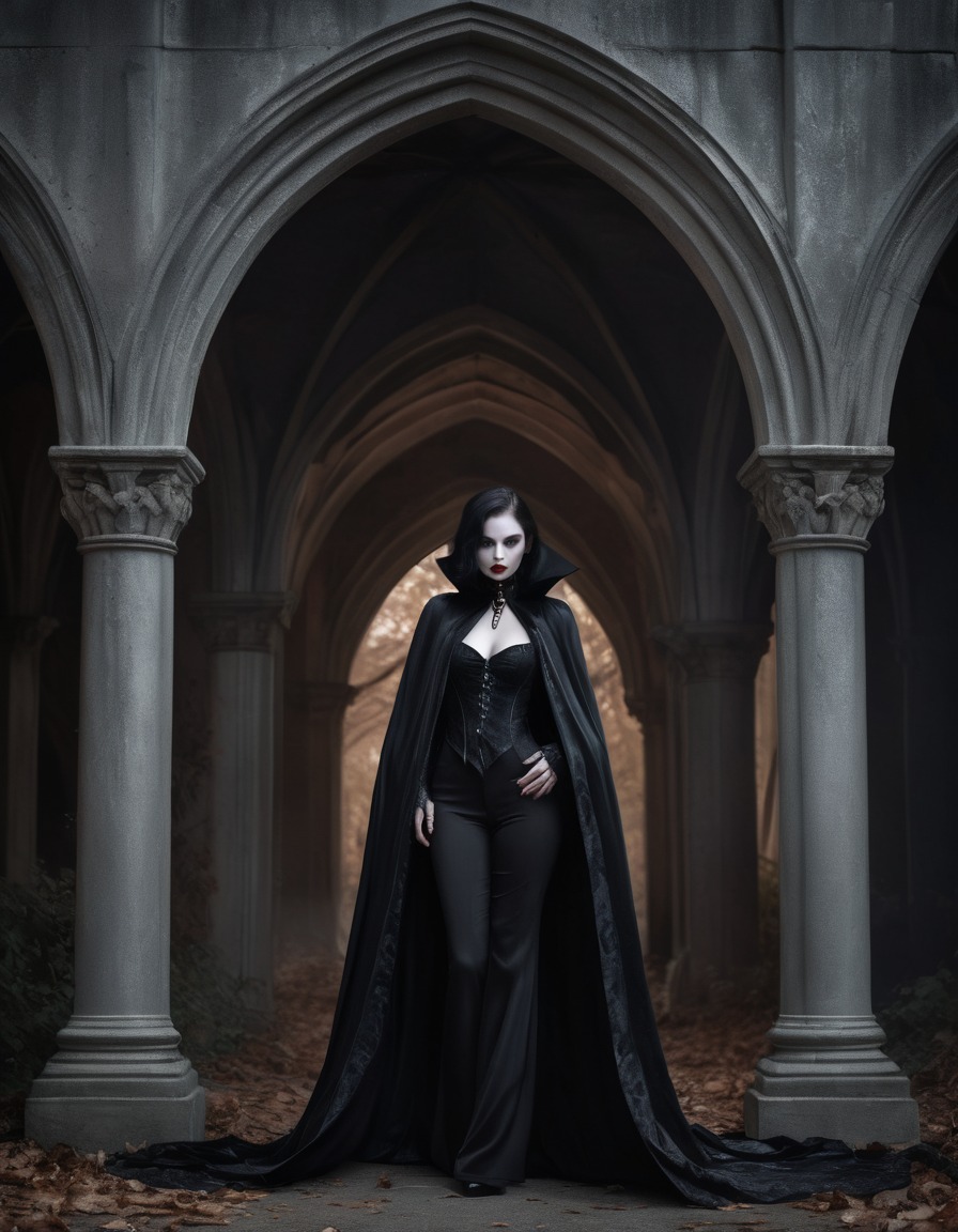 vampire, gothic, archway, velvet cape, underground, dark