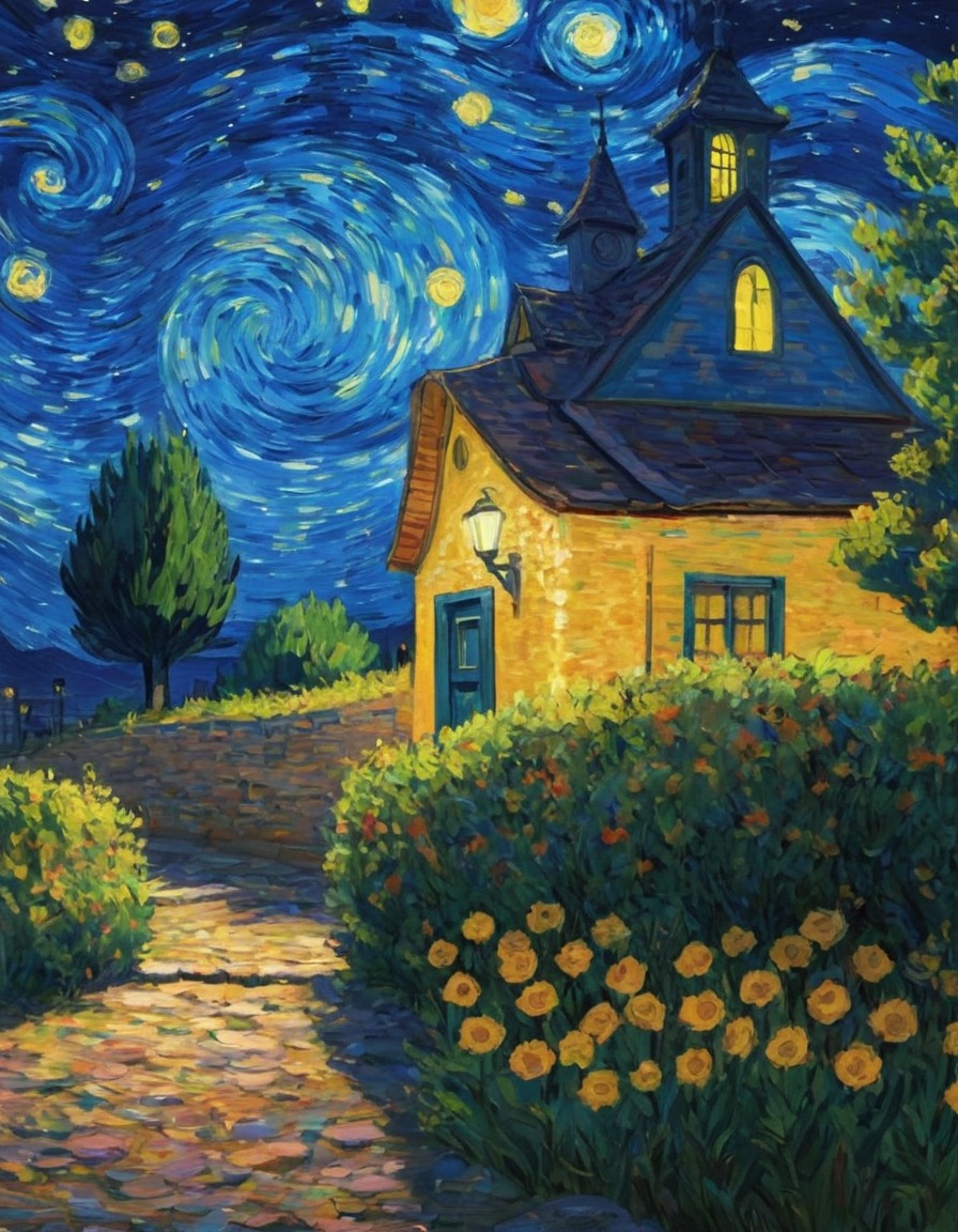 vincent van gogh, starry night, art, painting, night sky, stars, artistic inspiration, anime