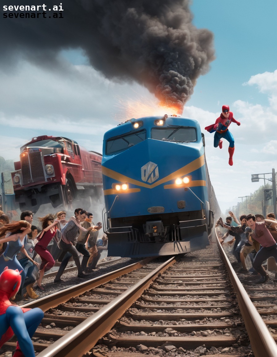 superhero, heroism, train, rescue, danger, hero