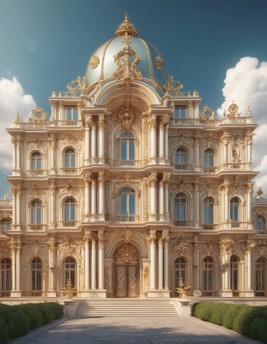 baroque architecture, palace, ornate design, grandiose facade, architecture