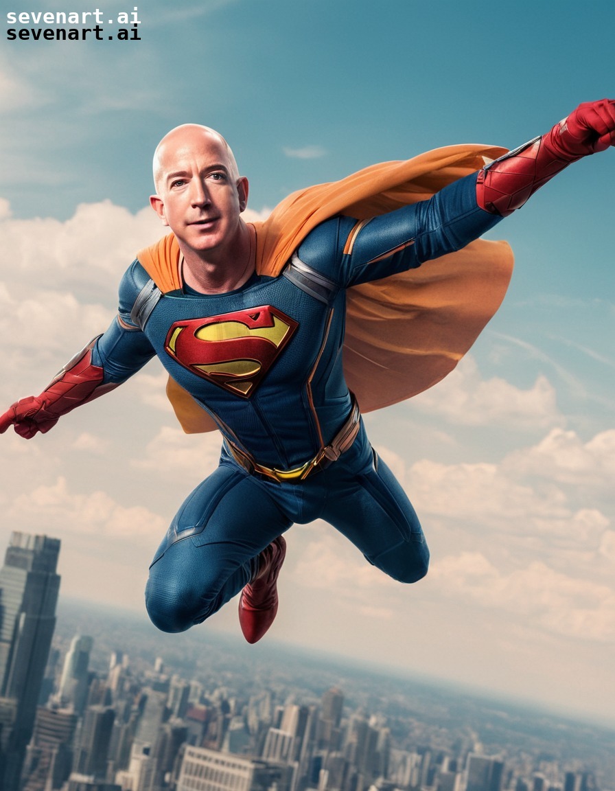 superhero, jeff bezos, amazon, flying, fantasy