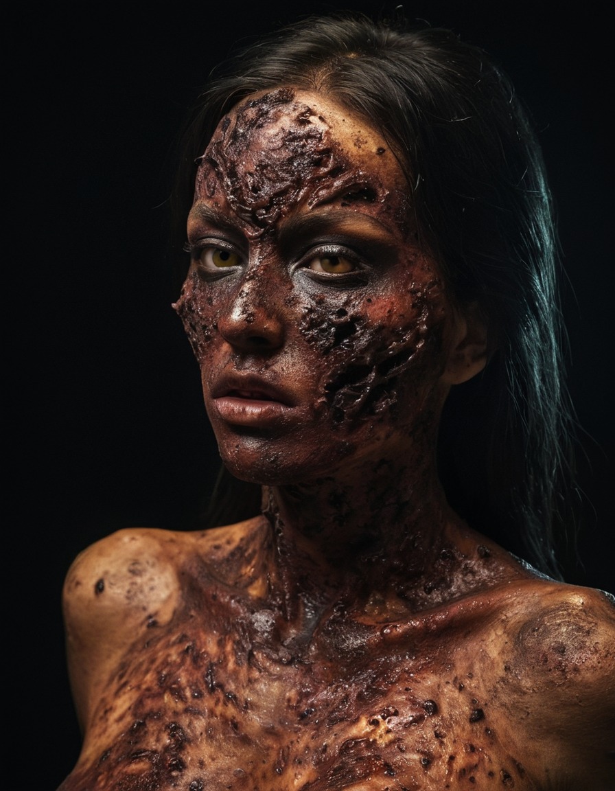 mutation, woman, female, toxic substances, skin condition, sci-fi, body modification