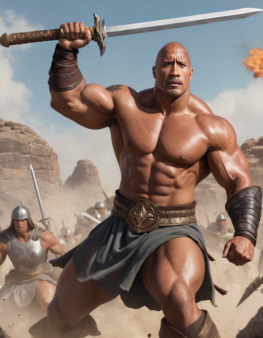 dwayne johnson, warrior, epic battle, fantasy, action film