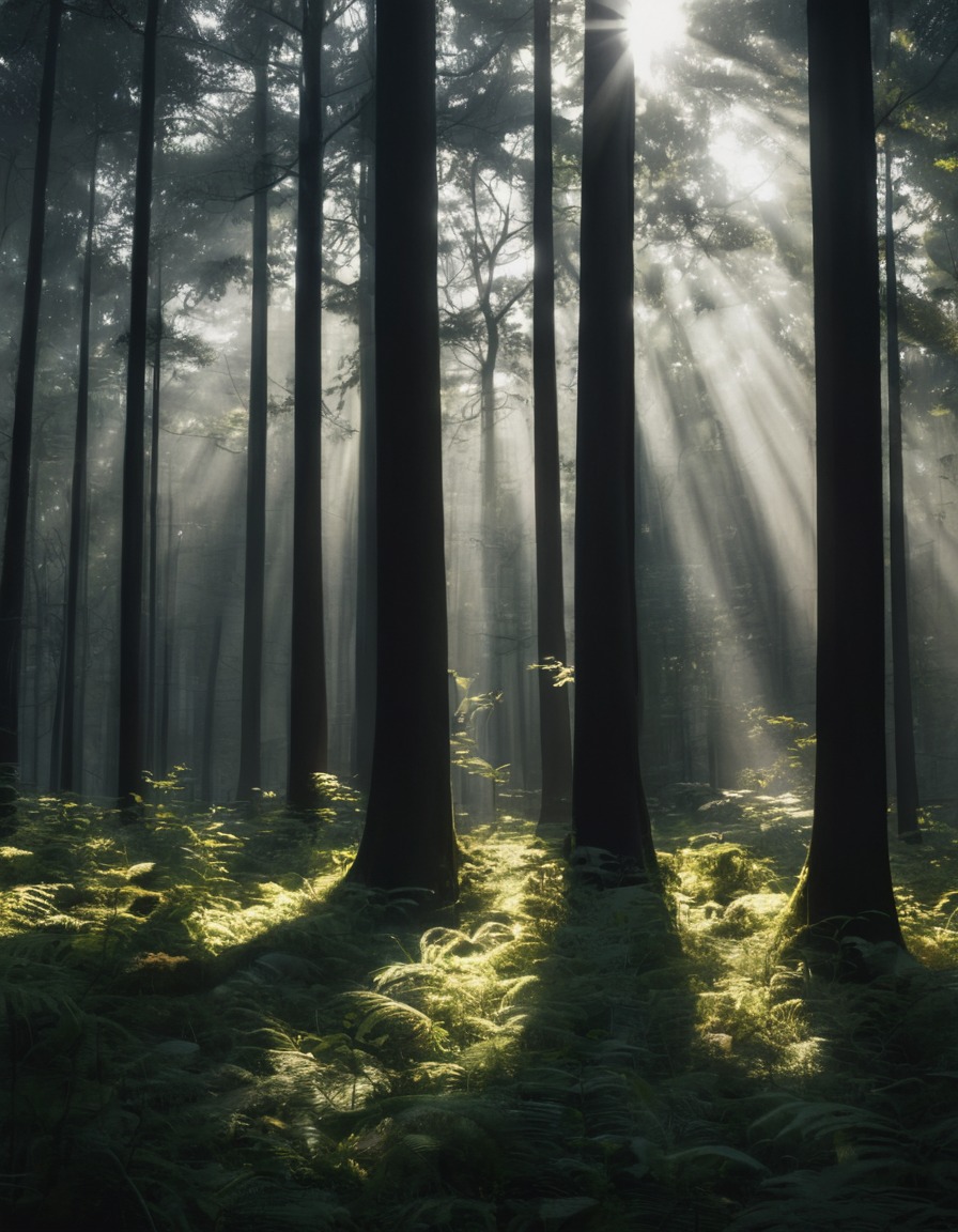 nature, sunlight, shadows, pattern, forest