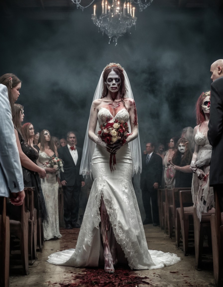 zombie, bride, wedding, ceremony