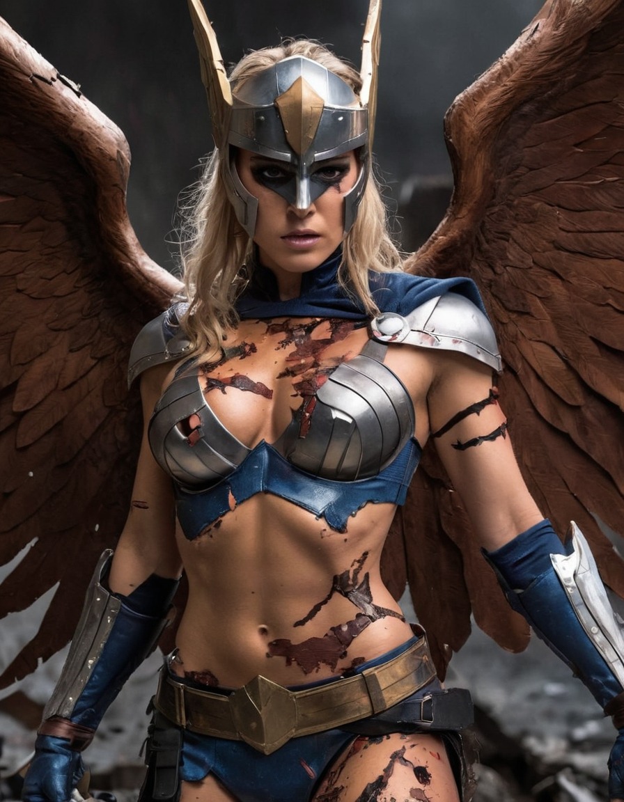 marvel comics, valkyrie, superhero, costume, tattered, torn