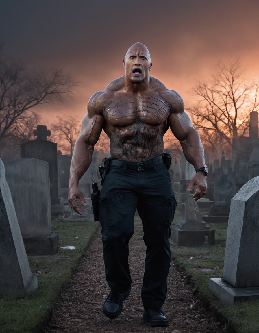 dwayne johnson, zombie, graveyard, dawn, horror, celebrities