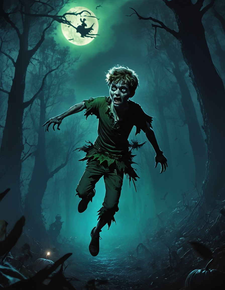 peter pan, zombie, dark, spooky, neverland, forest