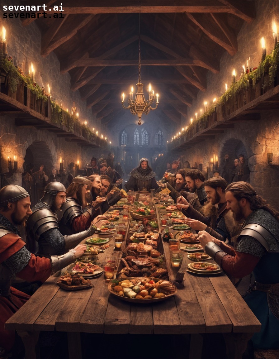 medieval, banquet, feast, food, drink, middle ages