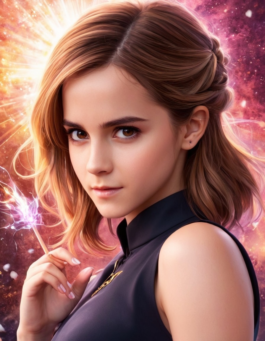 emma watson, anime, portrait, magical powers, fantasy