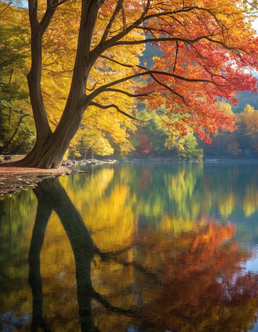 nature, lake, autumn, reflection