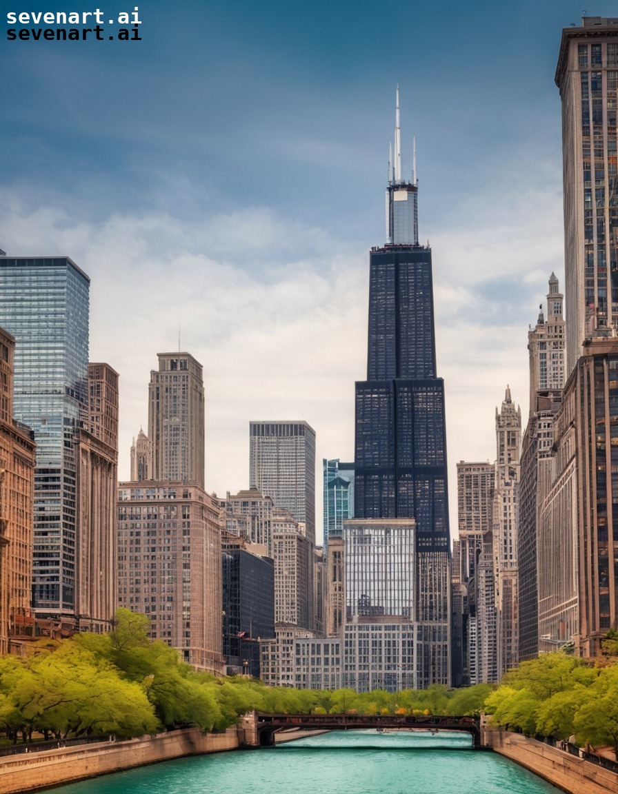 chicago, skyline, skyscrapers, willis tower, john hancock center, usa