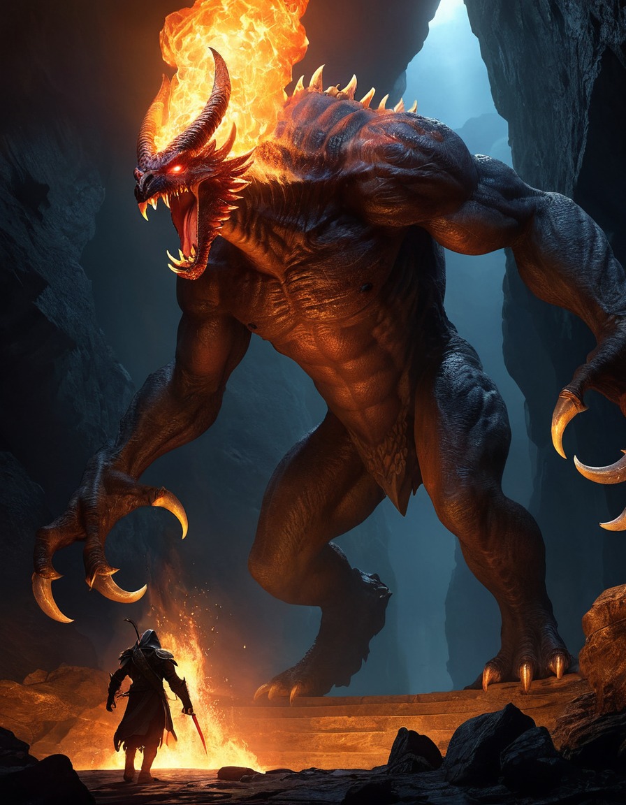 balrog, fellowship, creature, shadow, flame, mines, john tolkien, tolkien