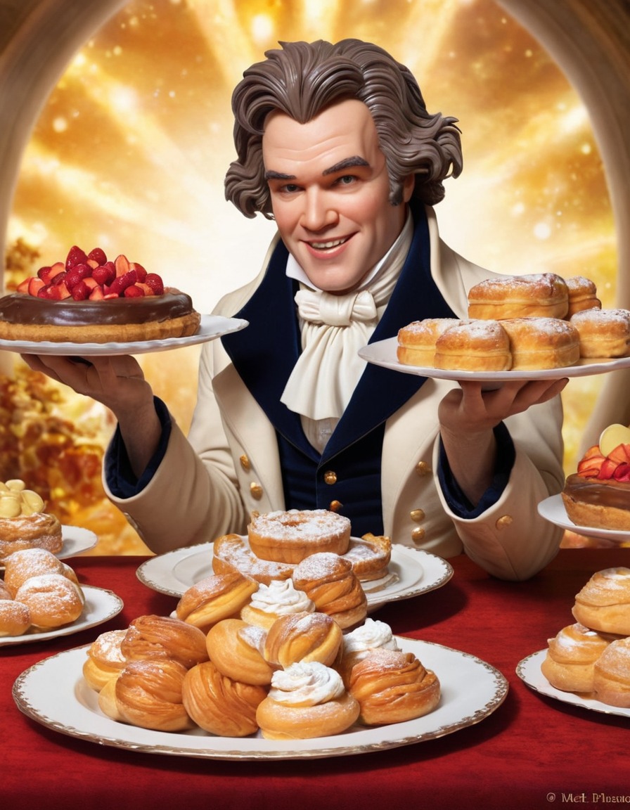 beethoven, classical music, composer, pastries, joy, fat