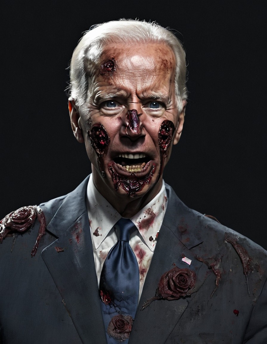 joe biden, usa, zombie, tattered clothing, haunting gaze, politics