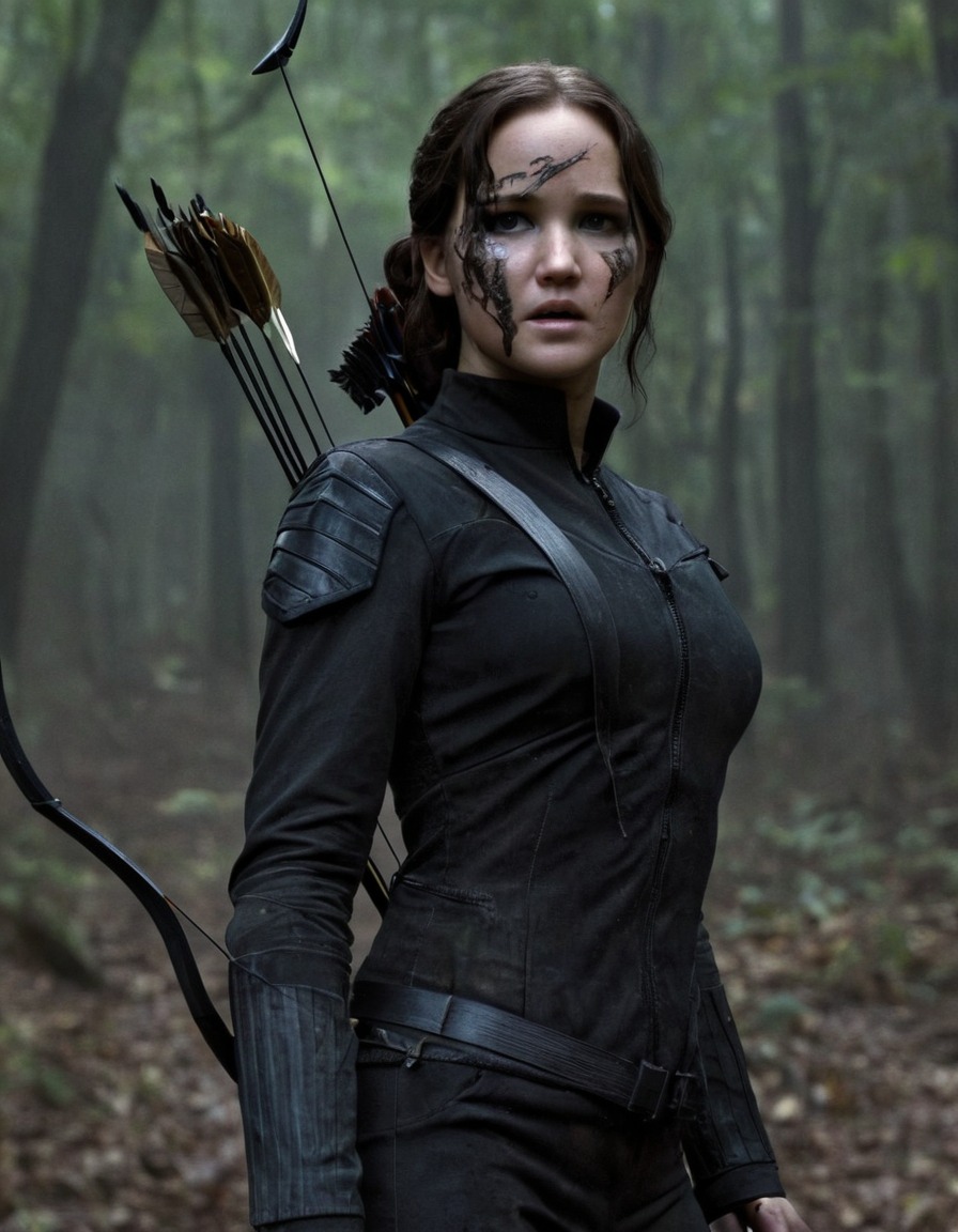 katniss everdeen, zombie, bow and arrow, undead, the hunger games