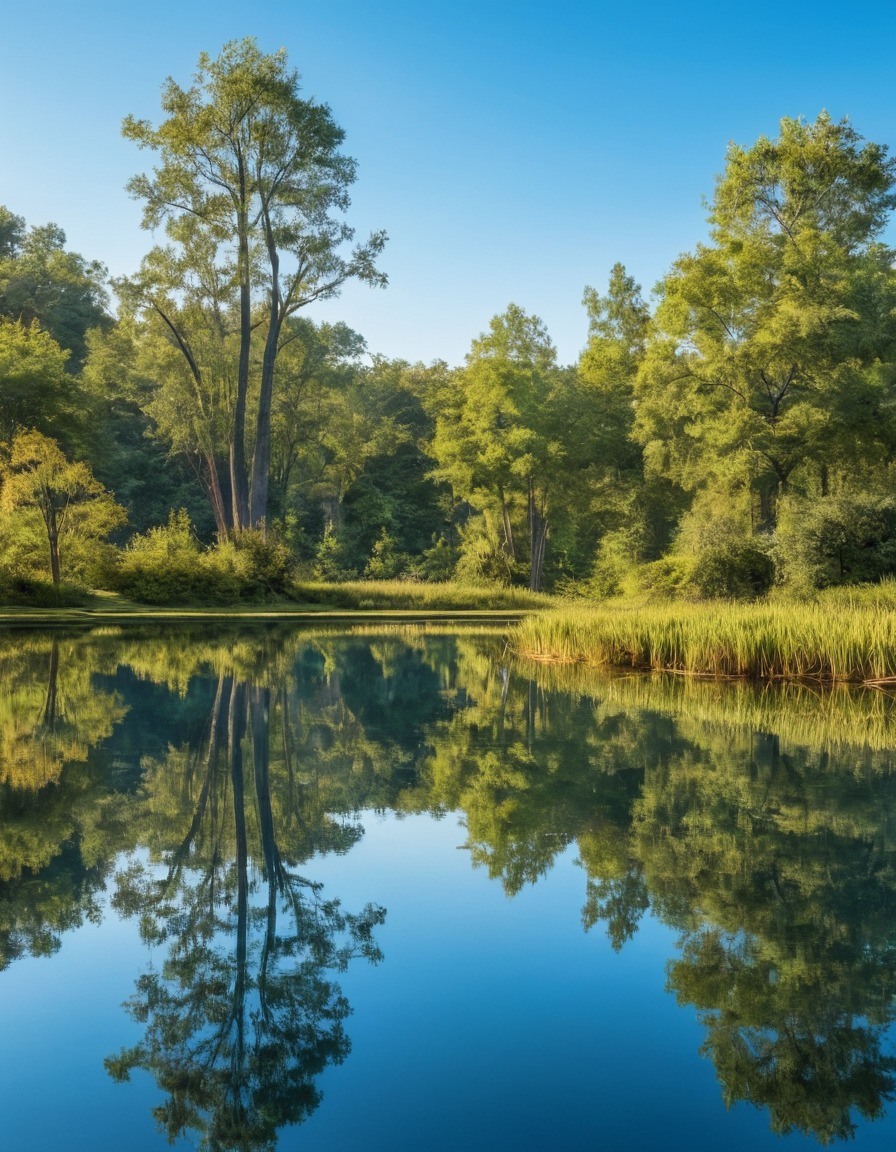 nature, pond, reflection, tranquility