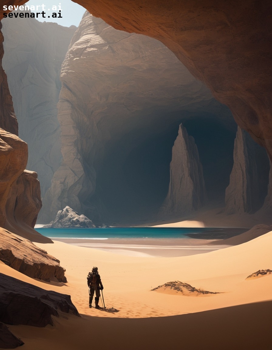 sci-fi, desert, underground, architecture, hidden hideout, dune