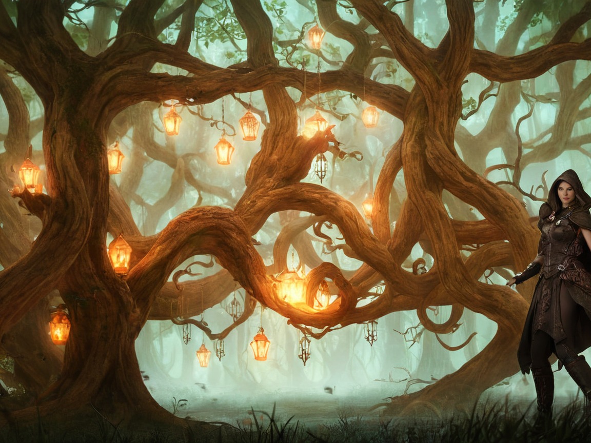 digitalart, magic, fantasyart, forest, plants, dreamup, vines, ai_art