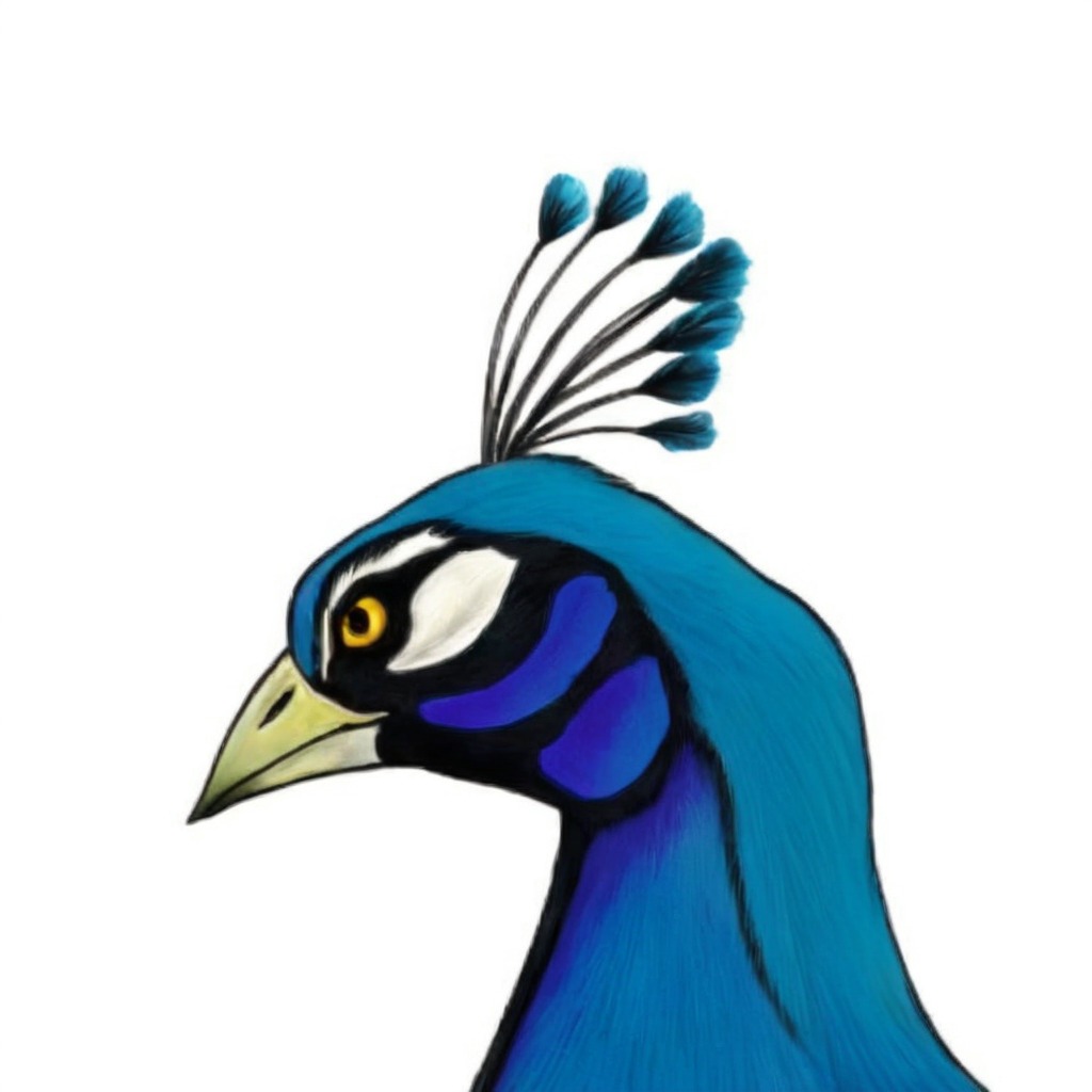 animal, bird, coloured, cartoon, doodle, animalart, digitalart, fanart, digitalpainting, wildlife, peacock, turorial, peacockhead, peacocktutorial