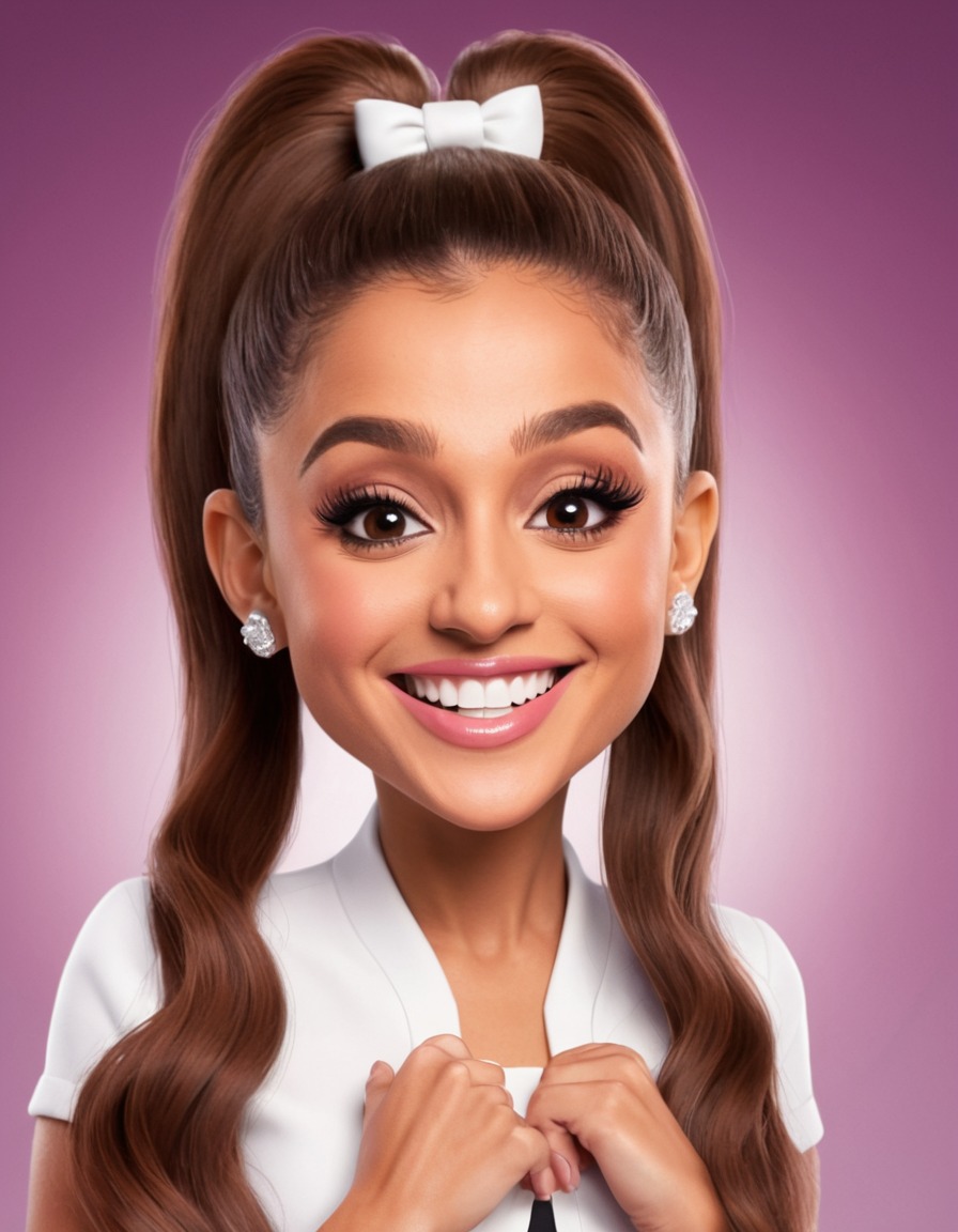 ariana grande, caricature, big head, crazy smile, pop star, entertainment, humor