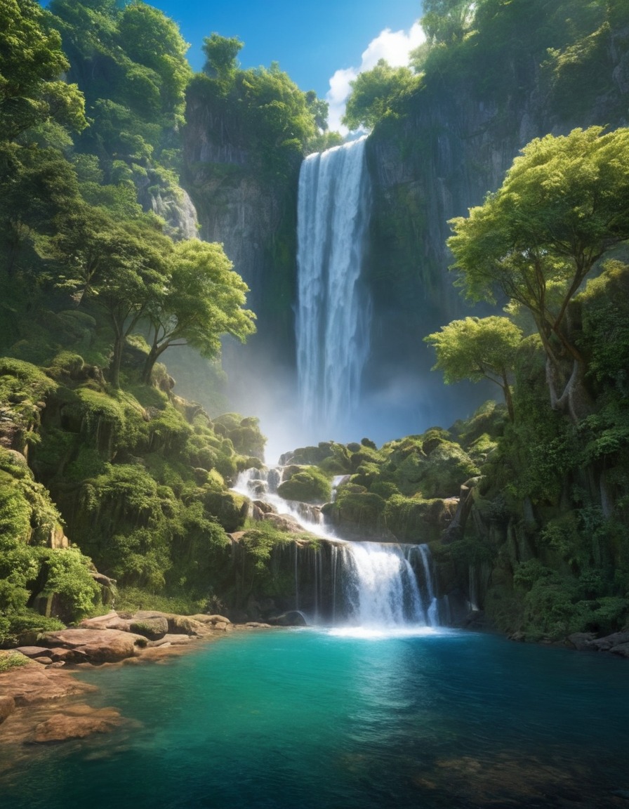 nature, waterfall, beautiful waterfall, scenic beauty, natural wonder, serene environment