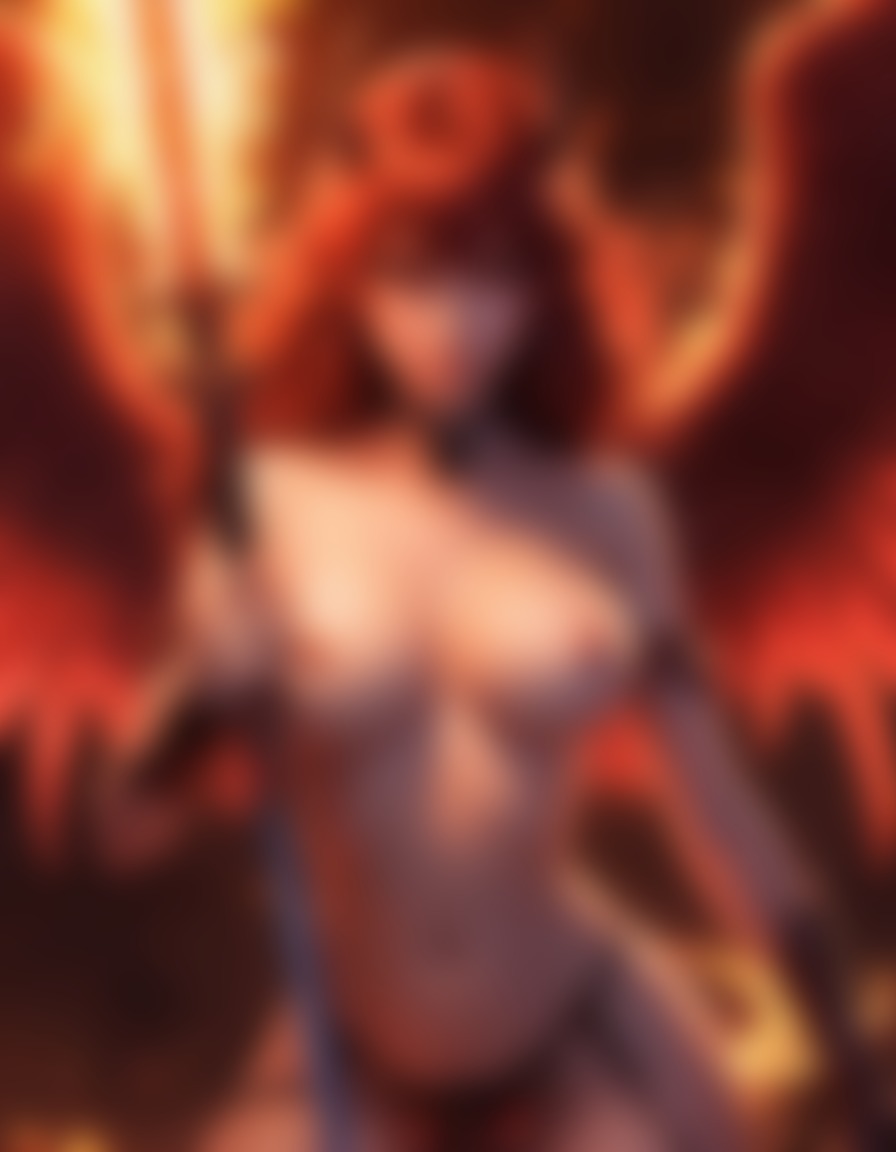 demoness, angel, fiery, seductive, dark flames, angels, demons, anime