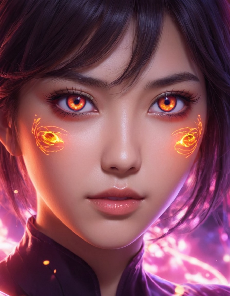 mutations, woman, female, anime, glowing eyes, bioluminescence