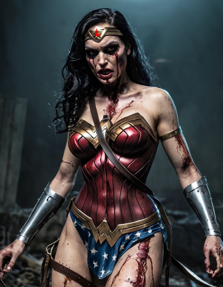 zombie, wonder woman (dc comics), superhero, undead, horror, transformation