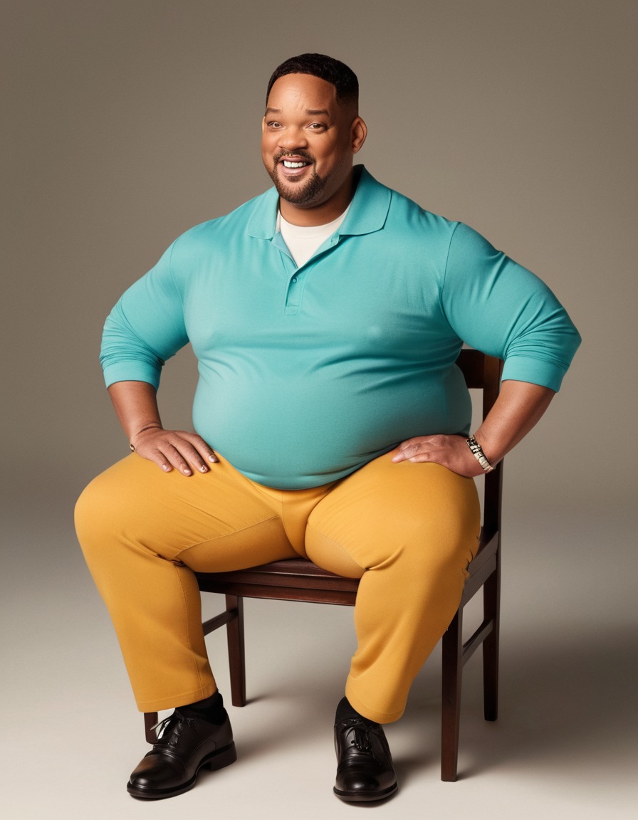 will smith, overweight, chair, struggle, humor, fat