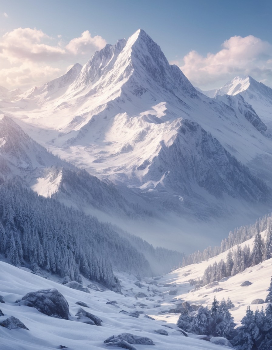 mountains, snow, majestic, nature, landscape