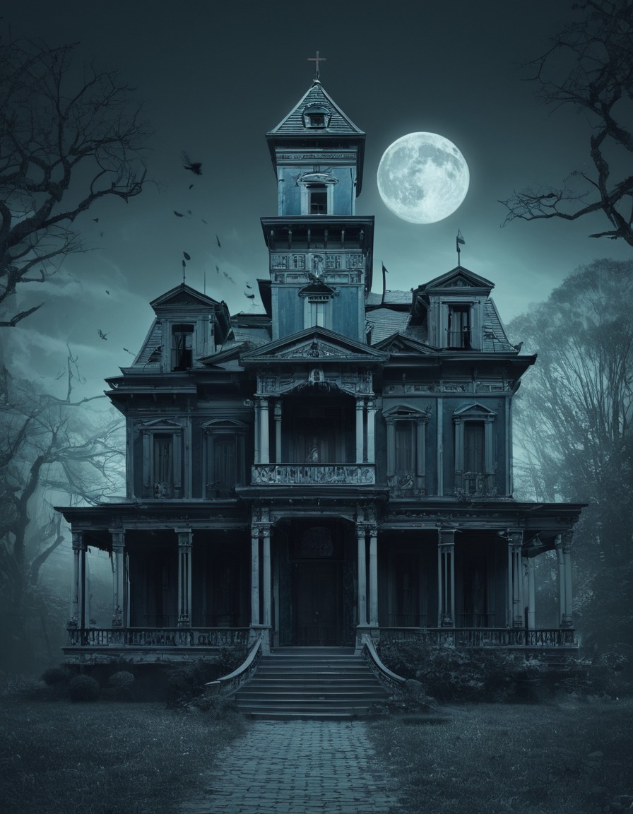 haunted, mansion, architecture, impossible geometry, eerie, lovecraft, howard lovecraft