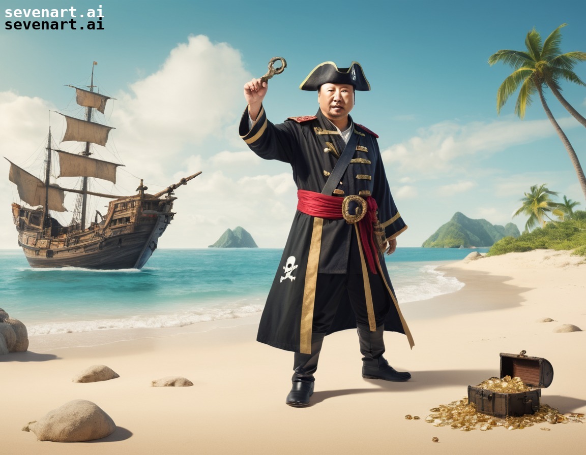 xi jinping, pirate, treasure hunt, deserted island, adventure, china