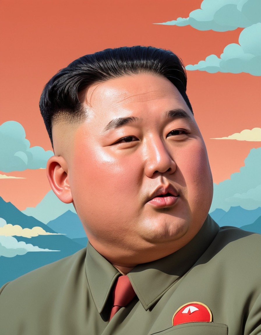 kim jong un, satire, whimsical, portrait, politics