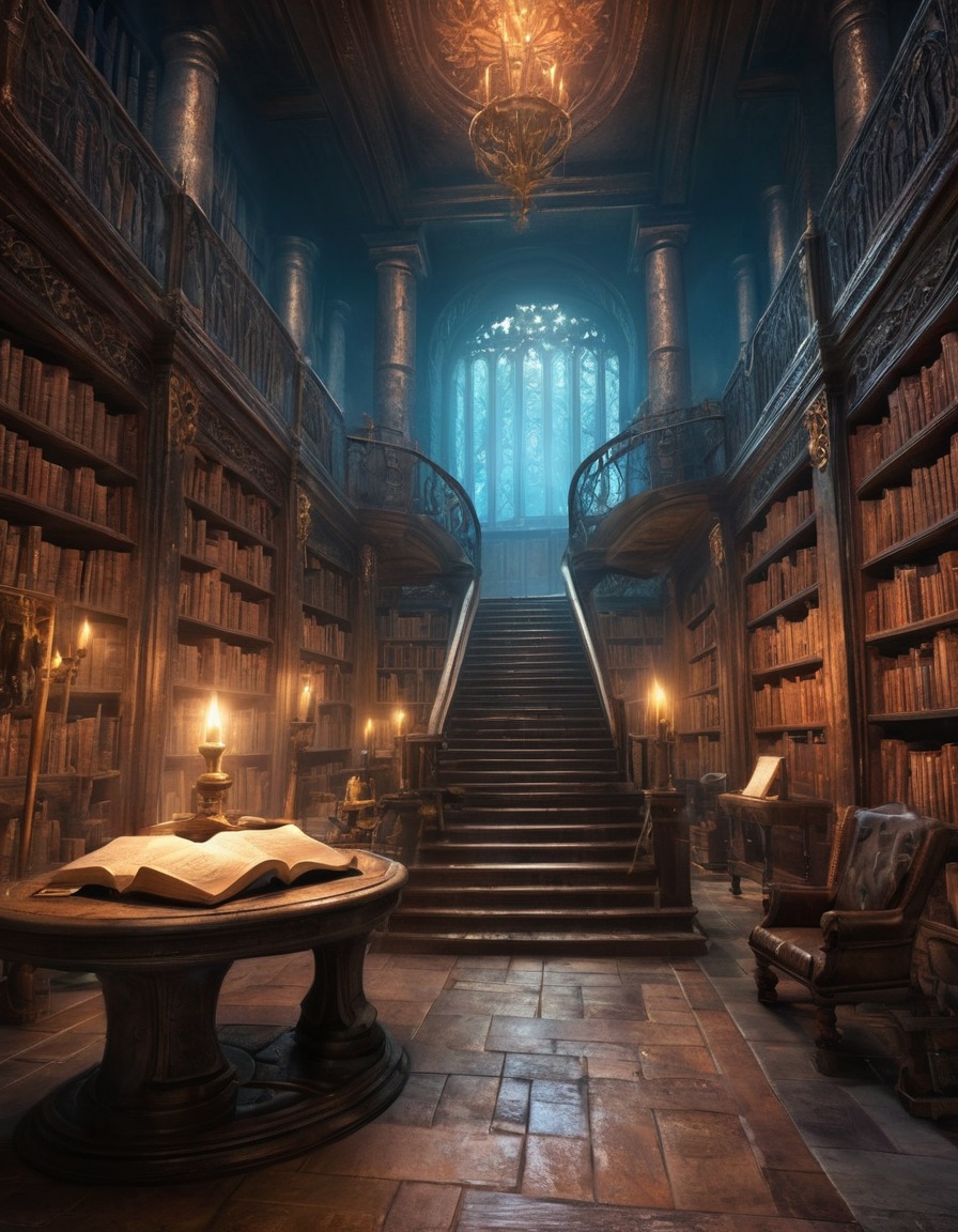 ancient, decrepit, library, forbidden tomes, eldritch knowledge, lovecraft, howard lovecraft